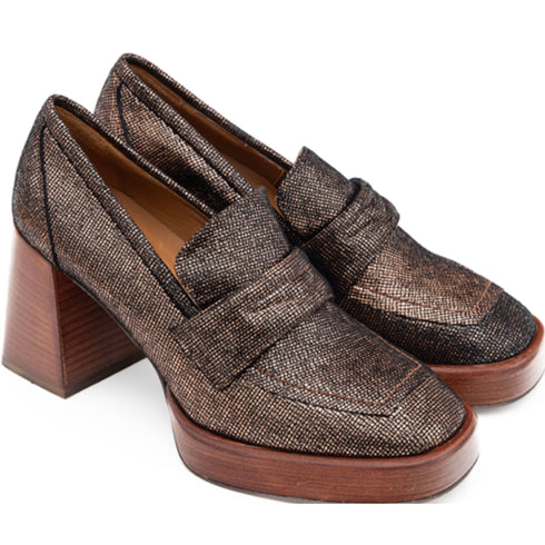 Chiarini Bologna Mocassino Mocassini Donna con tacco Cannella - Francavilla Moda